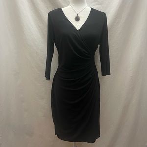 WHBM White House Black Market Ruched Black Dress
